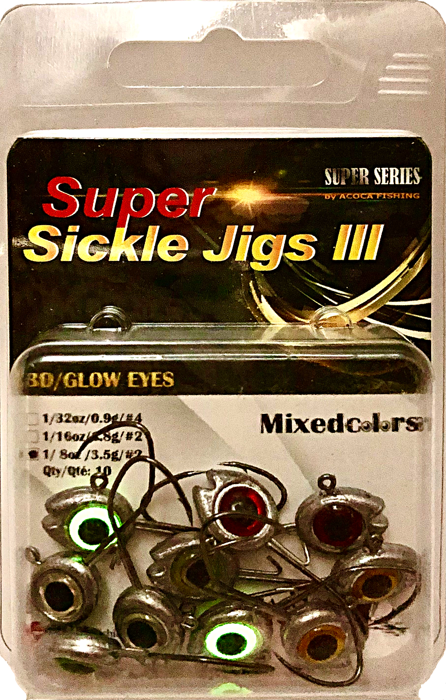 ACOCA #2 SUPER™ Sickle Jigs III Three Swordsmen 1/16oz 1.8g Jighead Hook #2 10/Pack